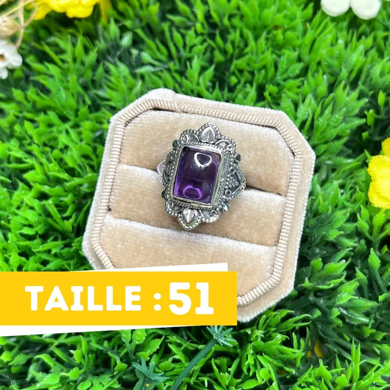 925 Silber Amethyst Ring #24