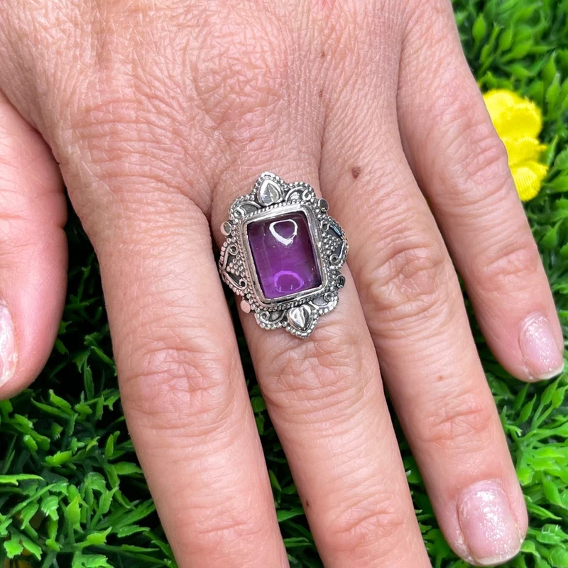 925 Silber Amethyst Ring #24