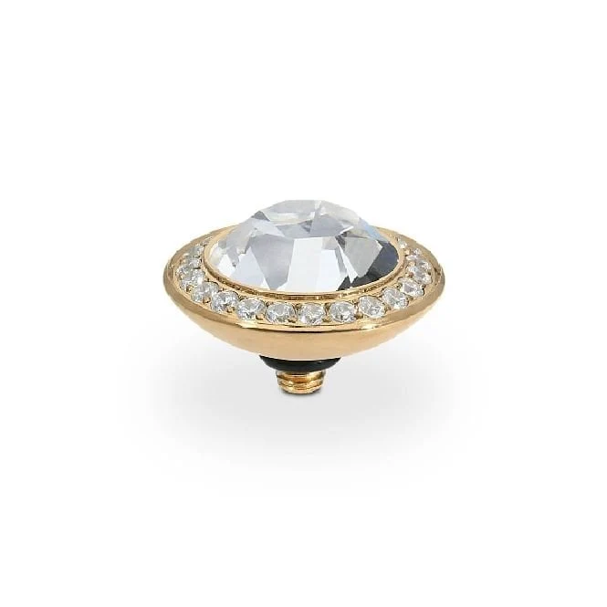 Tondo Deluxe Gold and Clear Crystal Crystal Ring Gem Top, 13mm