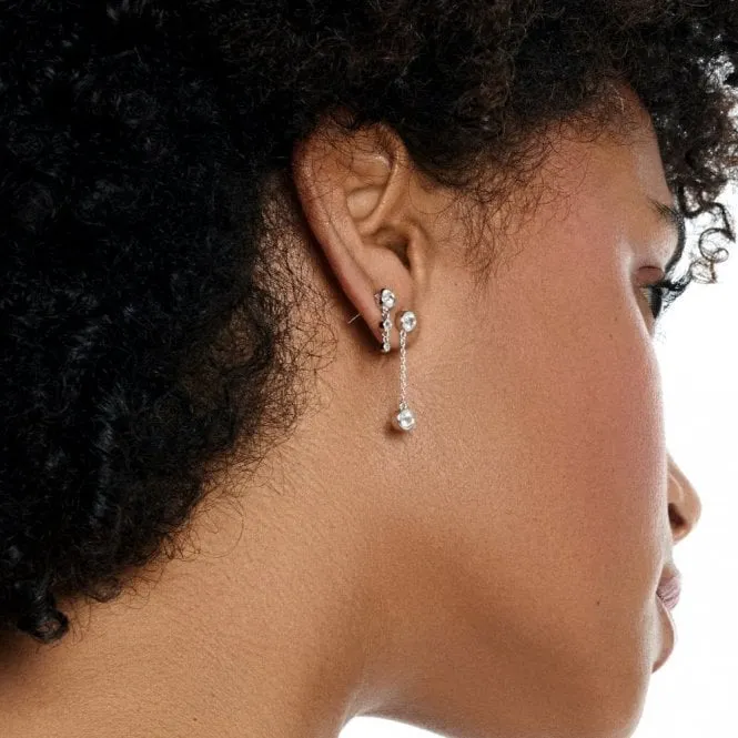 Silver Tender Waterfall Earrings with White Topaz