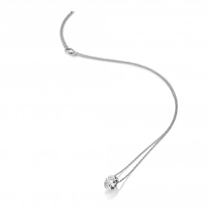 Silver Quilted Pendant with White Topaz