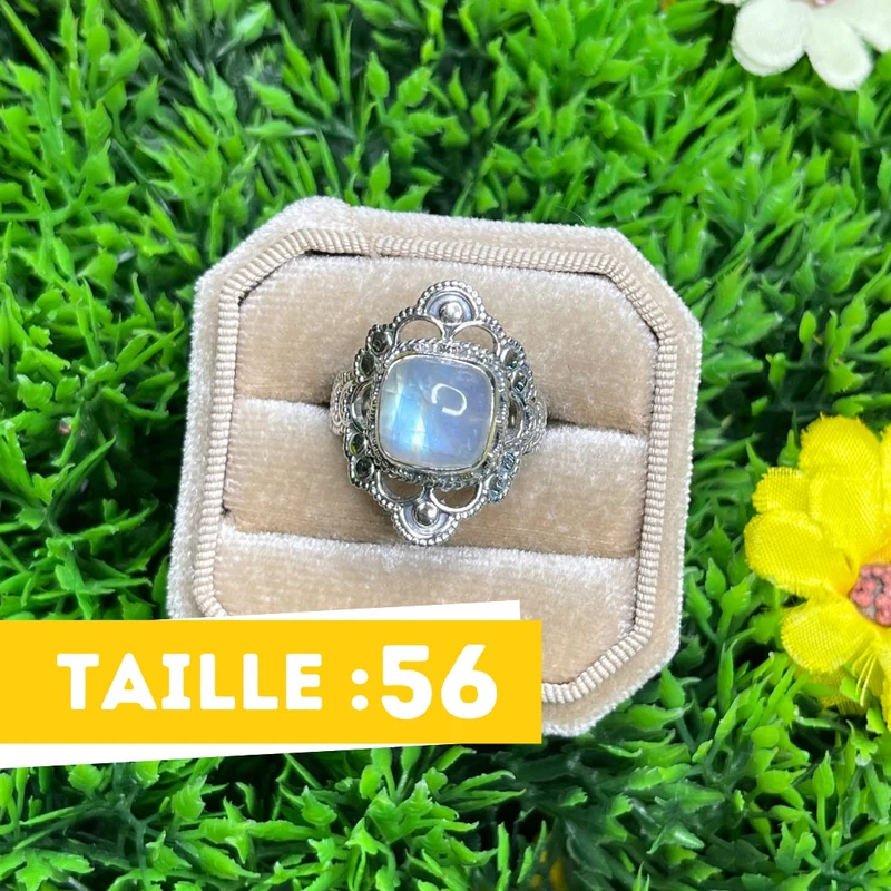 925 Silber Mondsteinring #35