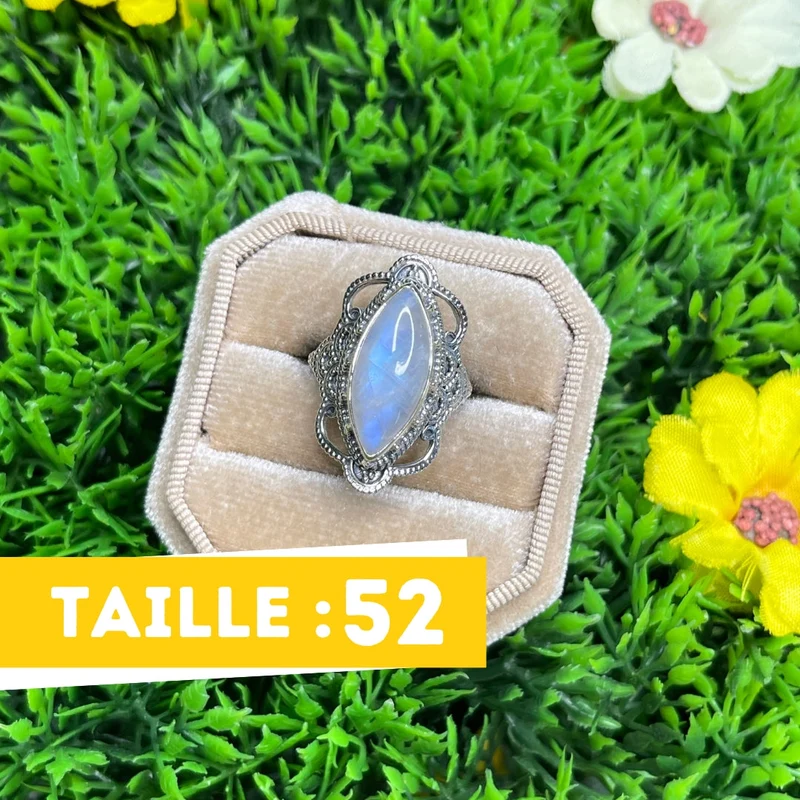 925 Silber Mondsteinring #29