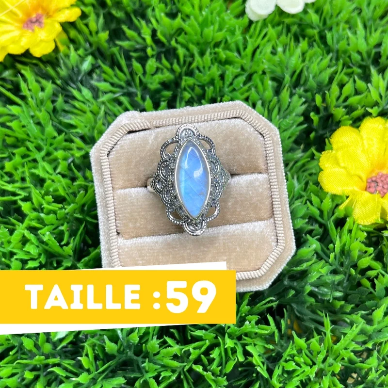 925 Silber Mondsteinring #39
