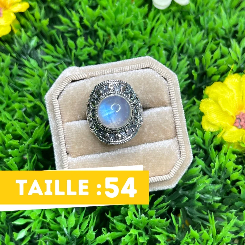 925 Silber Mondsteinring #19