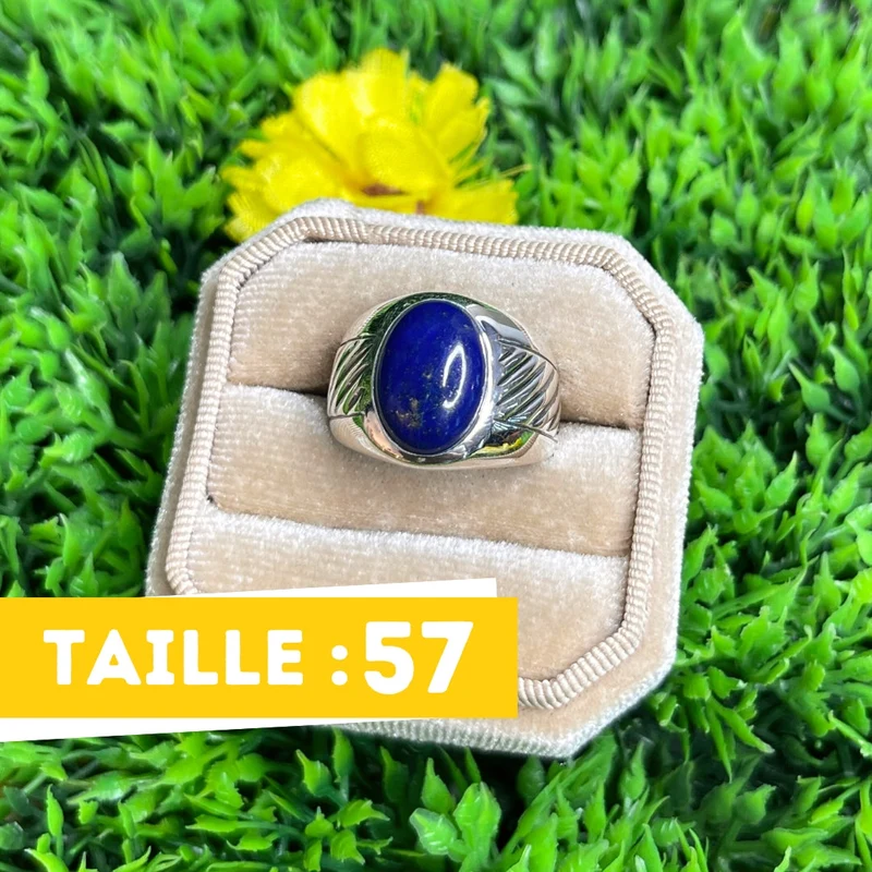 Silberner gestreifter Lapislazuli-Siegelring Nr. 4