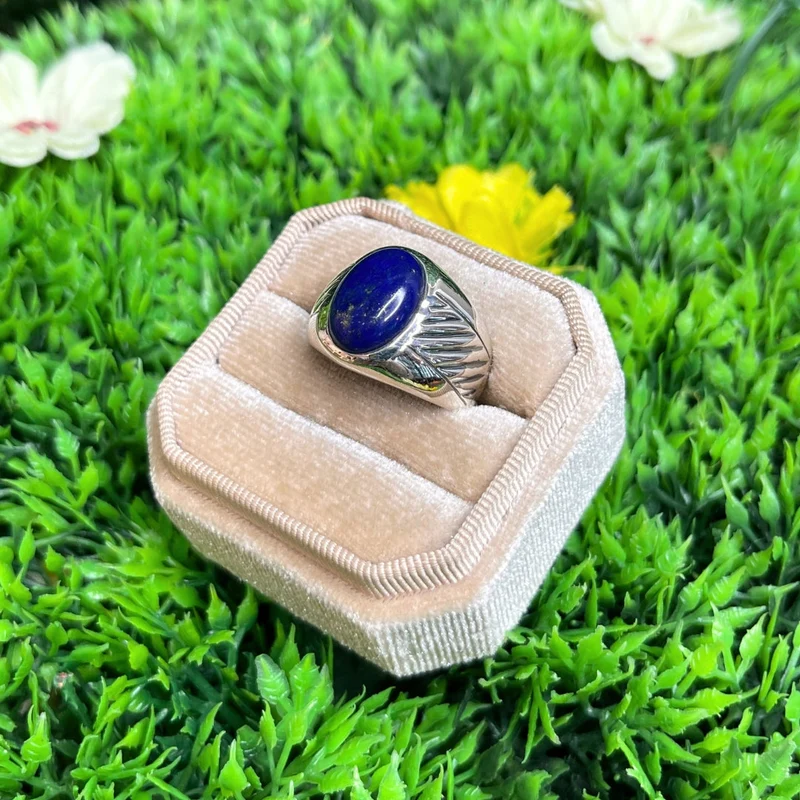 Silberner gestreifter Lapislazuli-Siegelring Nr. 4