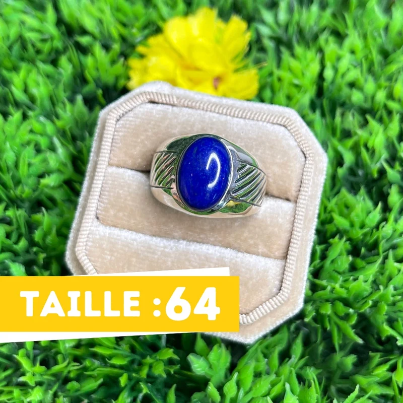 Silberner gestreifter Lapislazuli-Siegelring Nr. 3