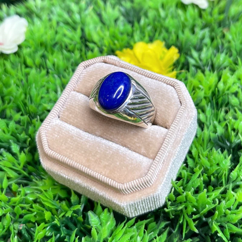 Silberner gestreifter Lapislazuli-Siegelring Nr. 3