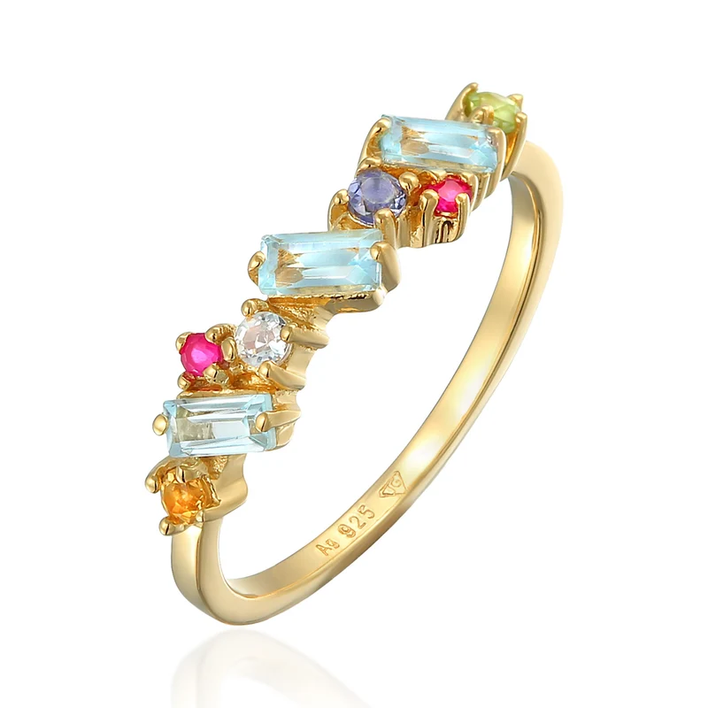 Ring Glamourös | Peridot, Topas, Mondstein (Bunt)