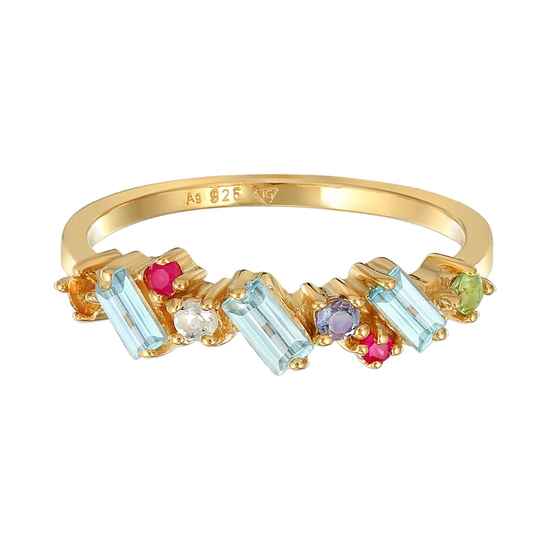 Ring Glamourös | Peridot, Topas, Mondstein (Bunt)