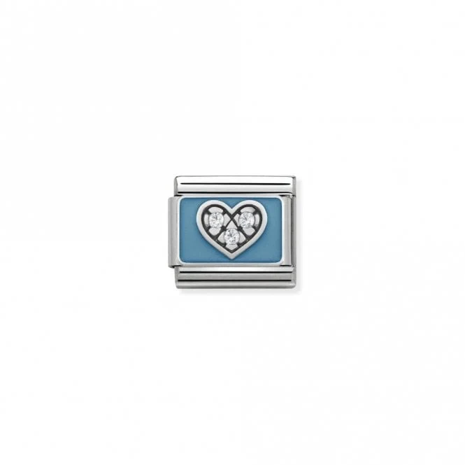 Classic Silver CZ Heart Light Blue Friends & Family Charms
