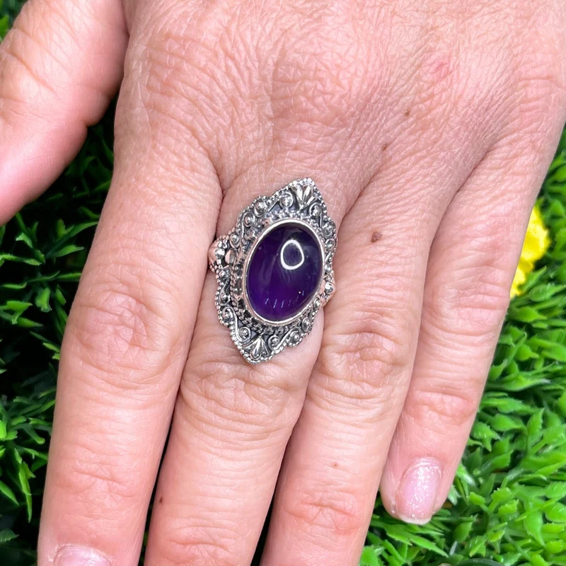 925 Silber Amethyst Ring #34