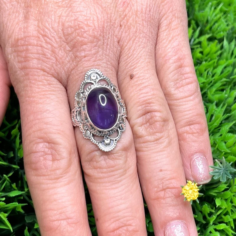 925 Silber Amethyst Ring #29