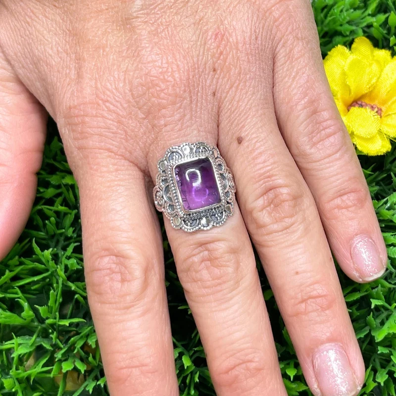 925 Silber Amethyst Ring #30