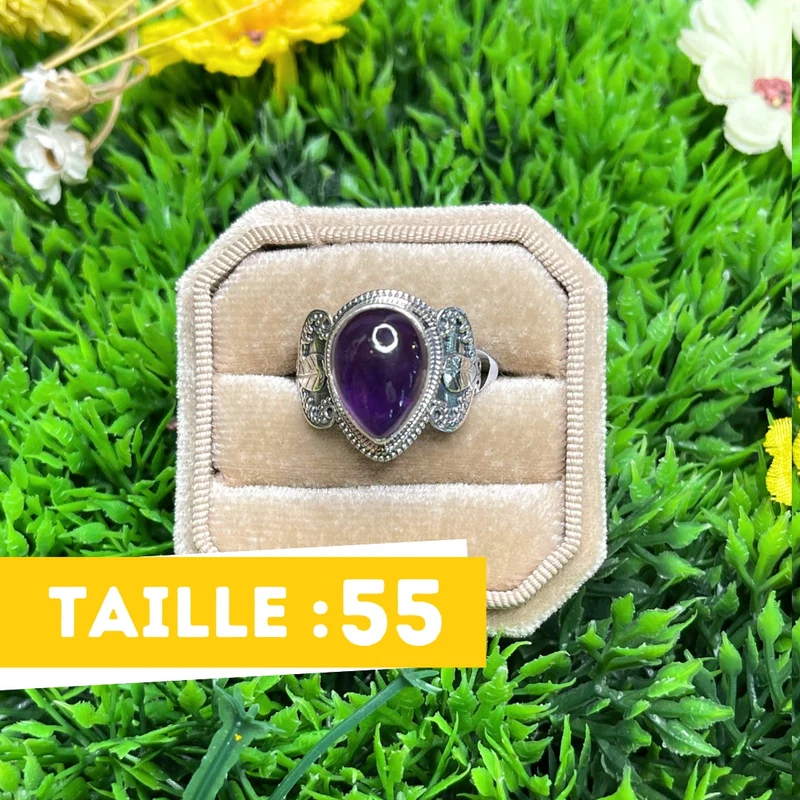 925 Silber Amethyst Ring #44