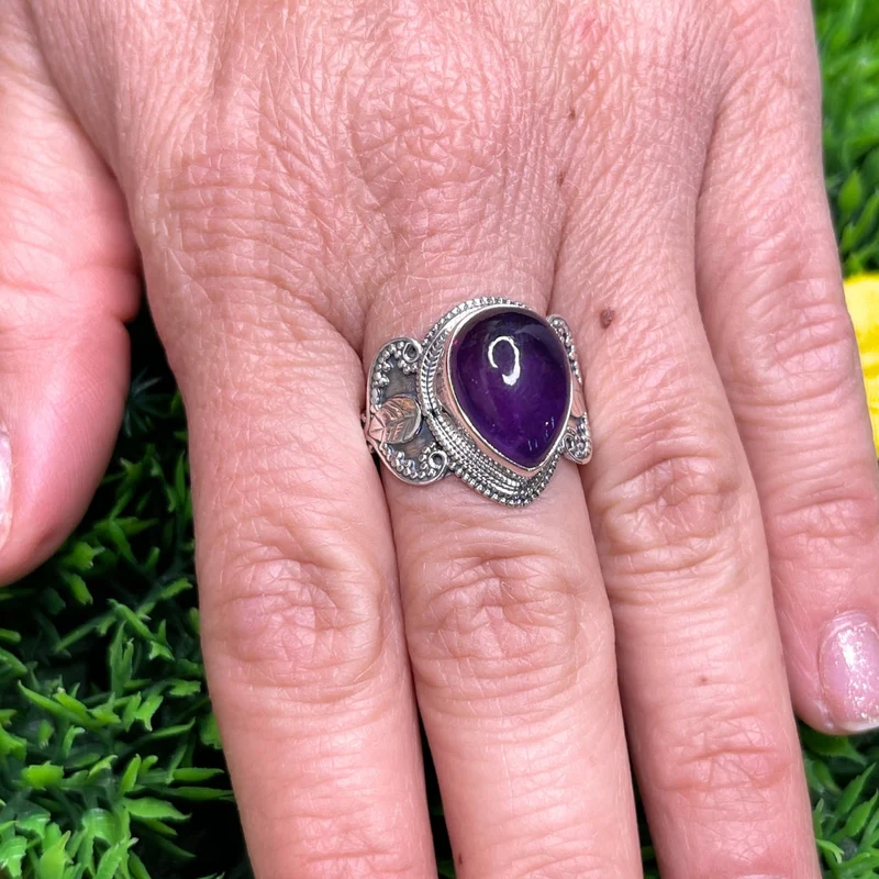 925 Silber Amethyst Ring #44