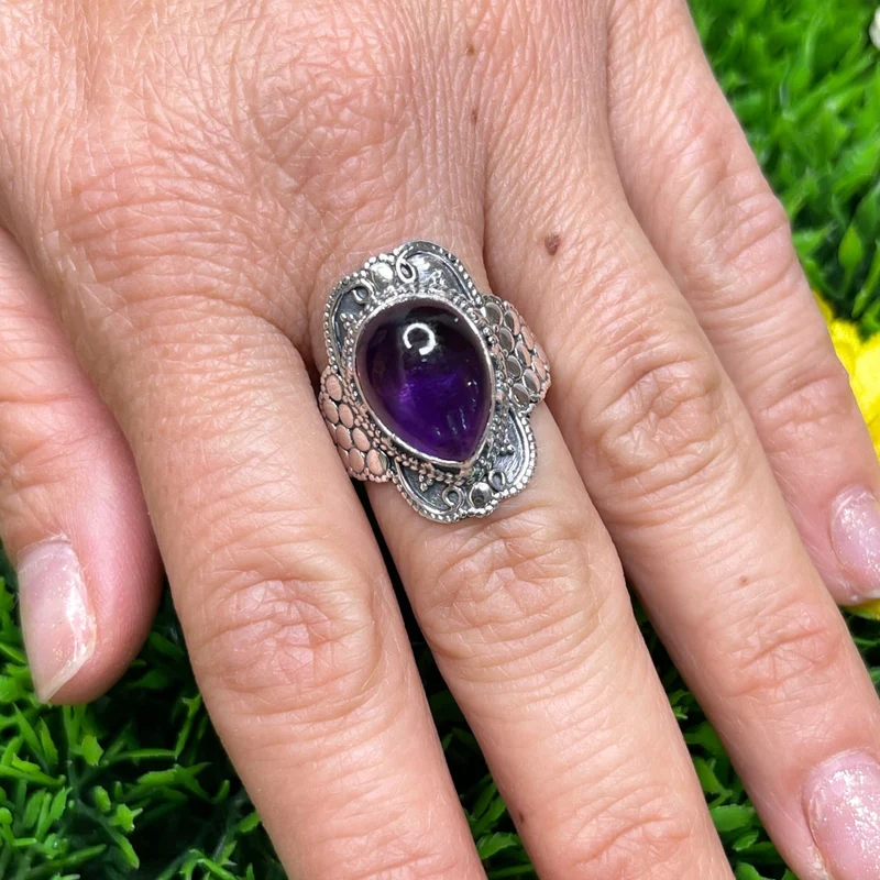 925 Silber Amethyst Ring #43