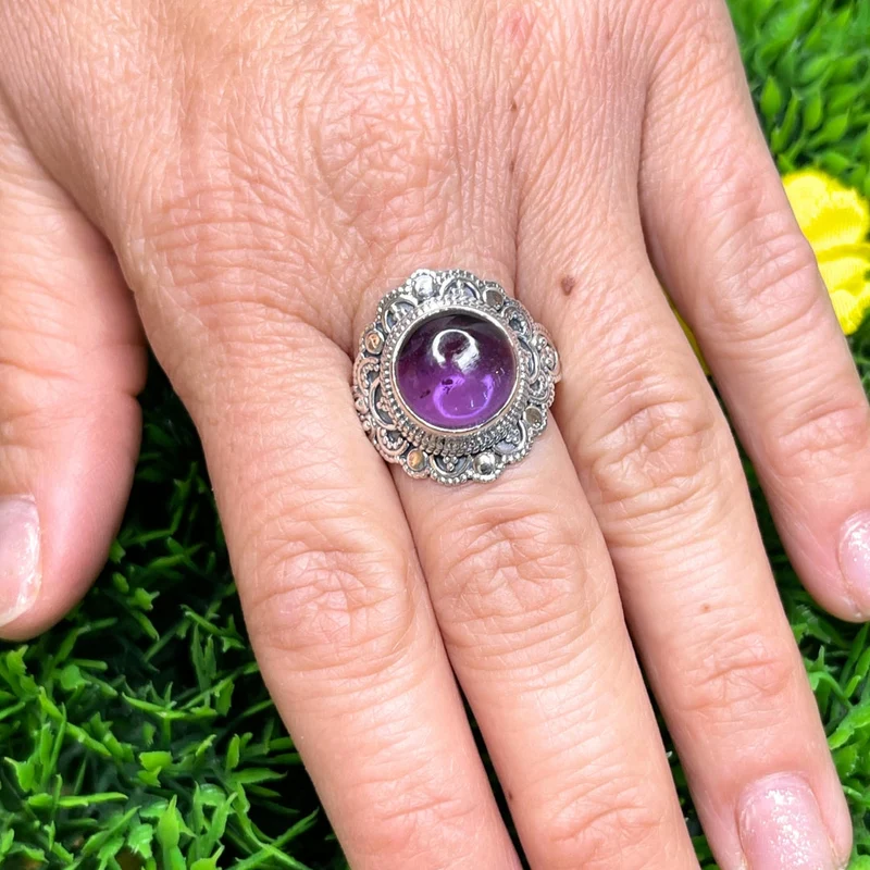 925 Silber Amethyst Ring #36