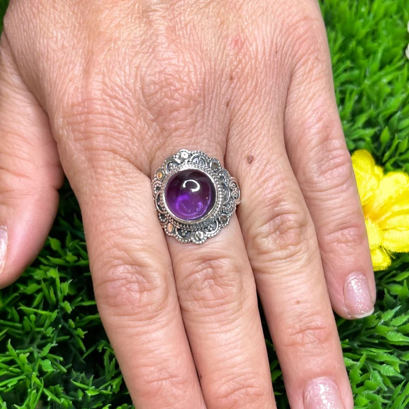 925 Silber Amethyst Ring #23