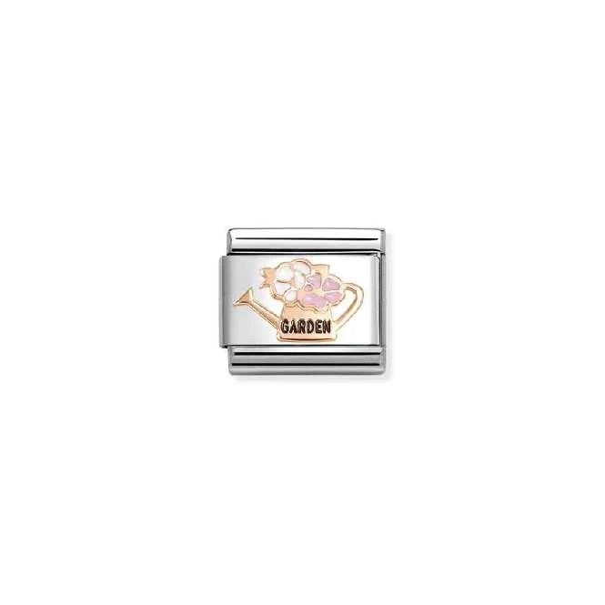 Classic Rose Gold and Enamel Watering Can with Flowers Sports & Hobbies Charms