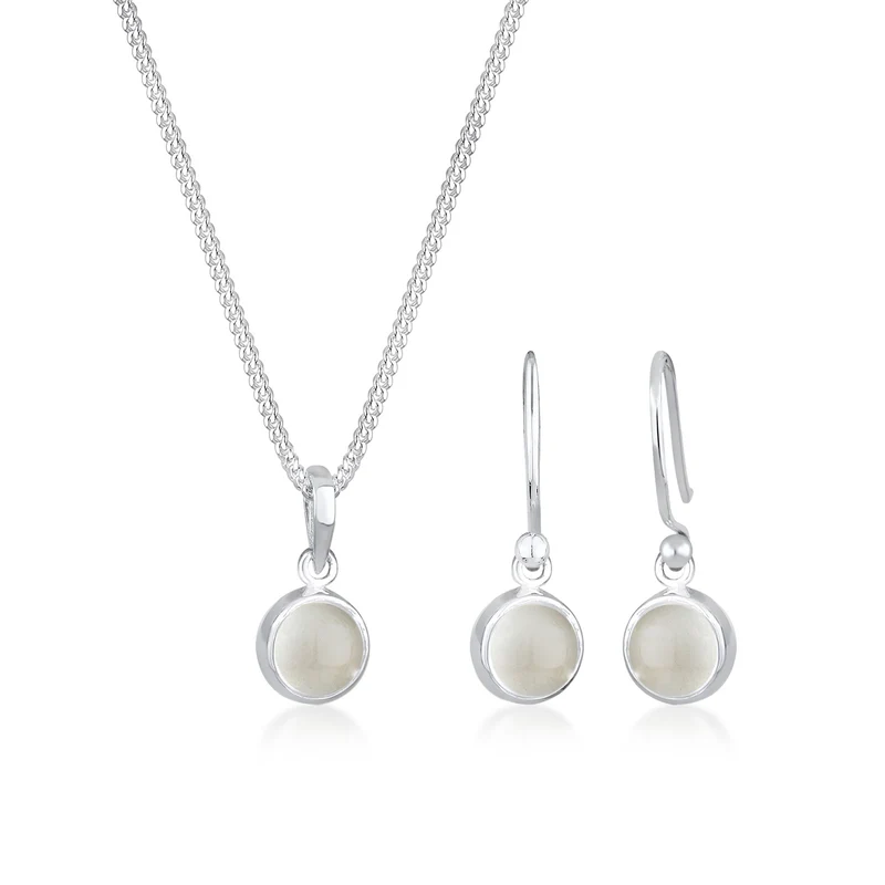 Schmuckset | Mondstein ( Weiß )