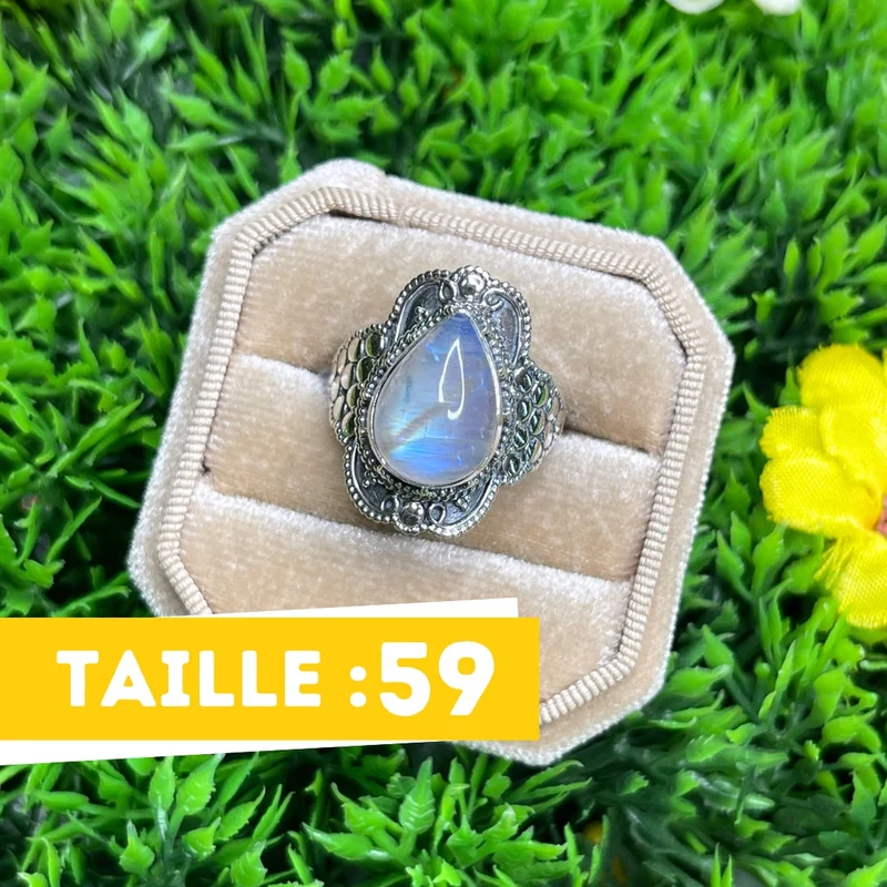 925 Silber Mondsteinring #11