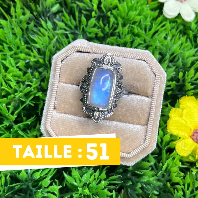 925 Silber Mondsteinring #17