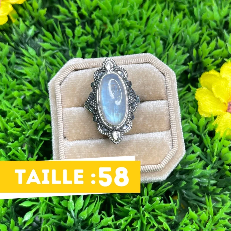 925 Silber Mondsteinring #22