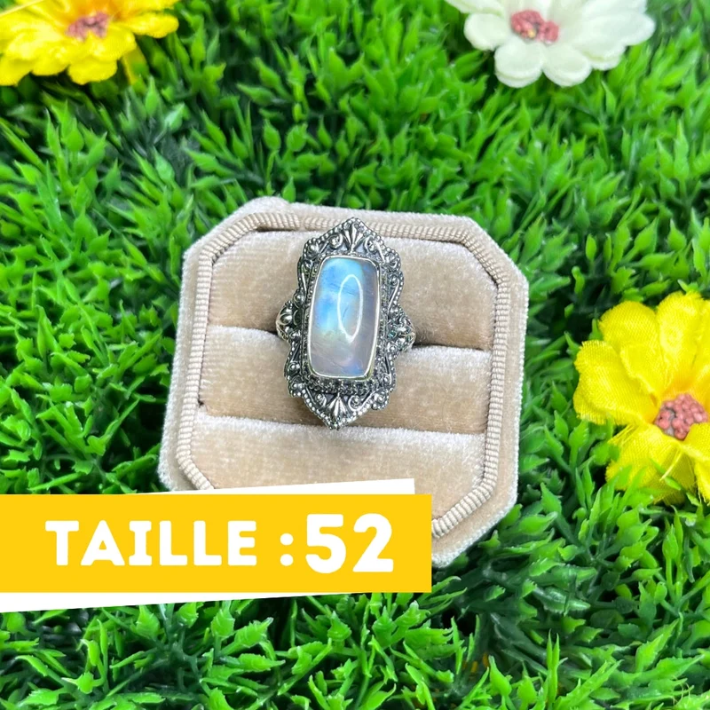 925 Silber Mondsteinring #18