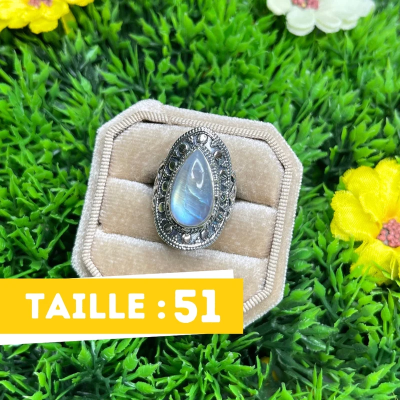 925 Silber Mondsteinring #20