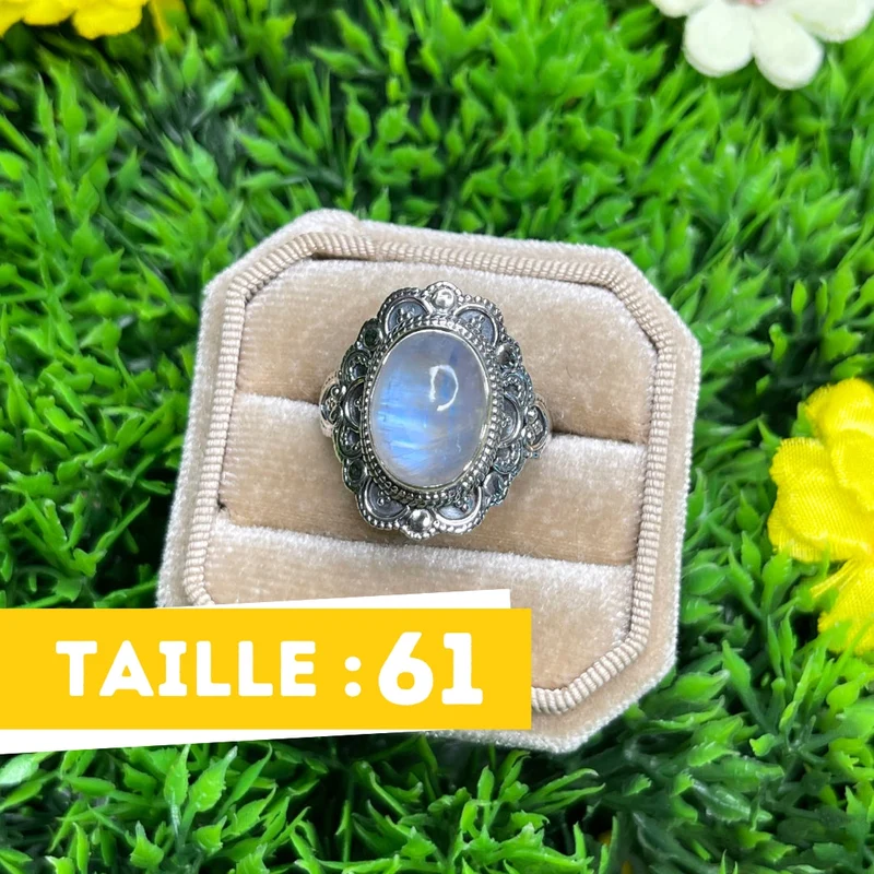 925 Silber Mondsteinring #8