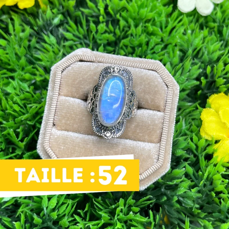 925 Silber Mondsteinring #26