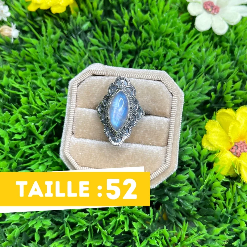 925 Silber Mondsteinring #23