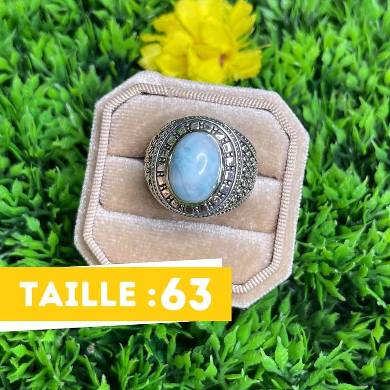 Larimar Wikinger Silber Siegelring #4