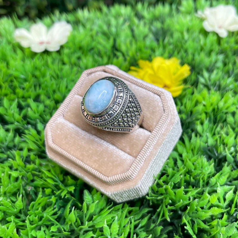 Larimar Wikinger Silber Siegelring #4