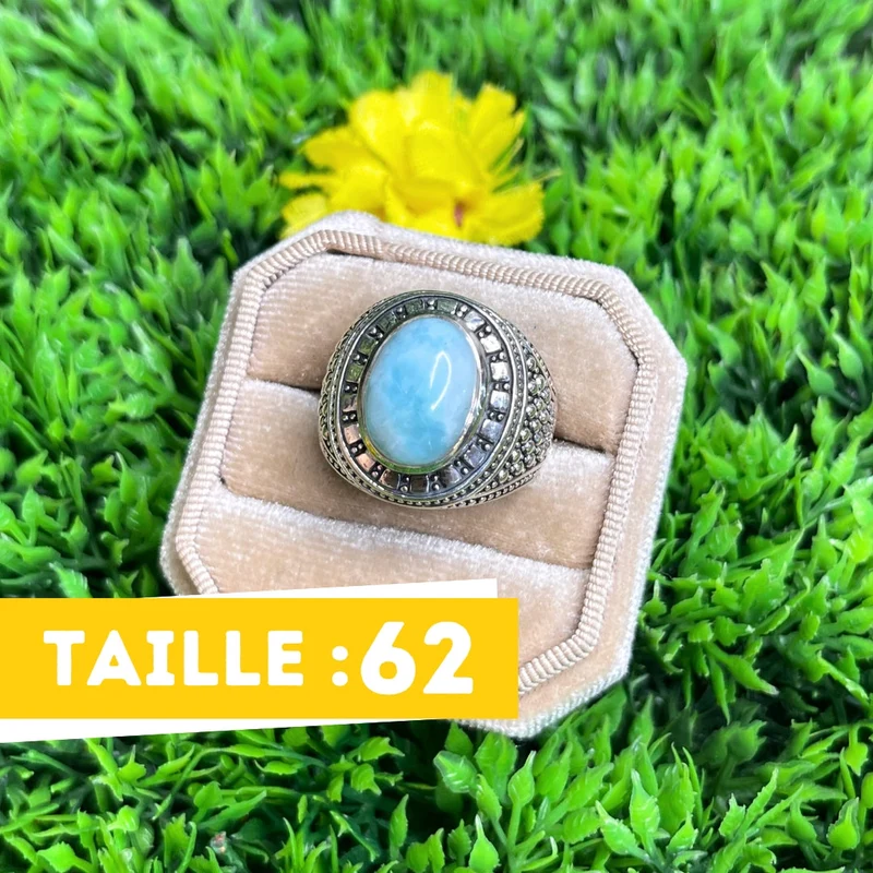 Larimar Wikinger Silber Siegelring #3