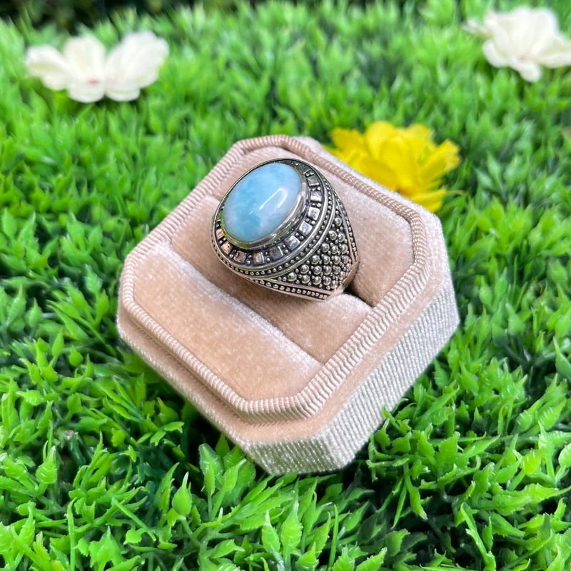 Larimar Wikinger Silber Siegelring #3