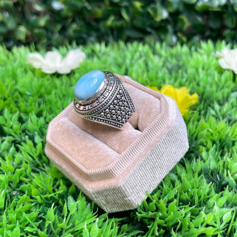 Larimar Wikinger Silber Siegelring #2