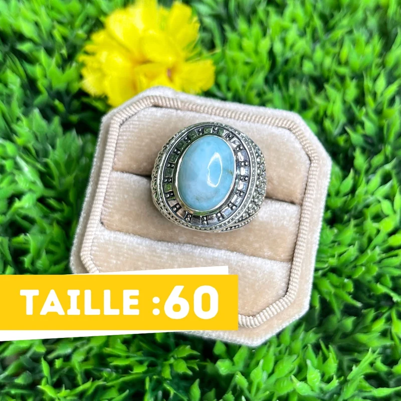 Larimar Wikinger Silber Siegelring #1