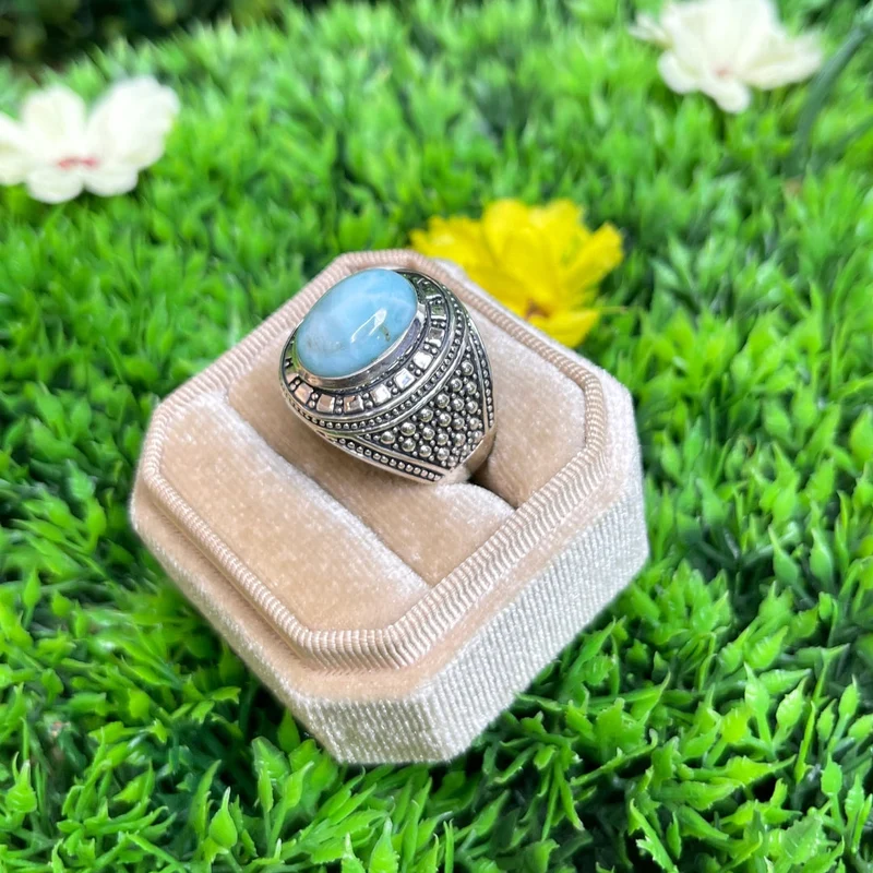 Larimar Wikinger Silber Siegelring #1