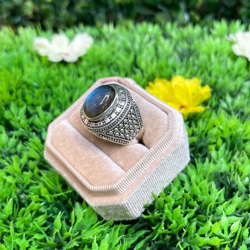 Labradorit Wikinger Silber Siegelring #2