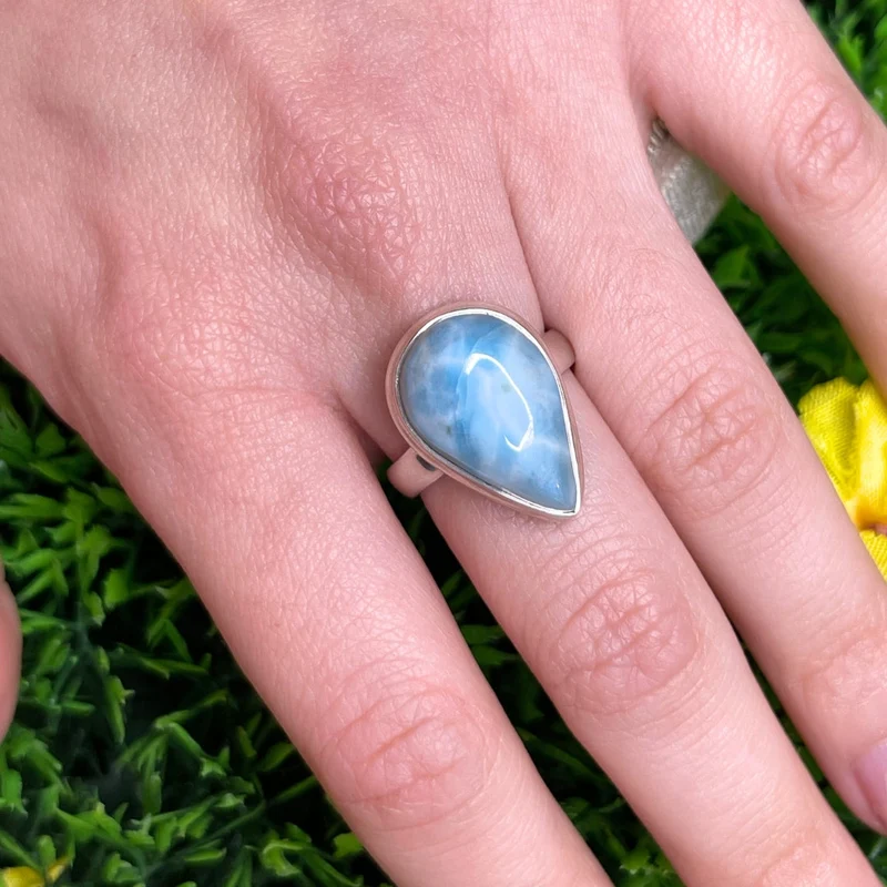 925 Silber Larimar Ring #129