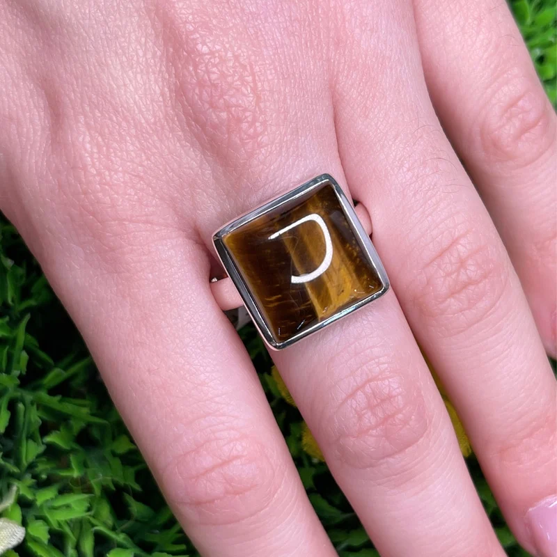 925 Silber Tigerauge Ring #24