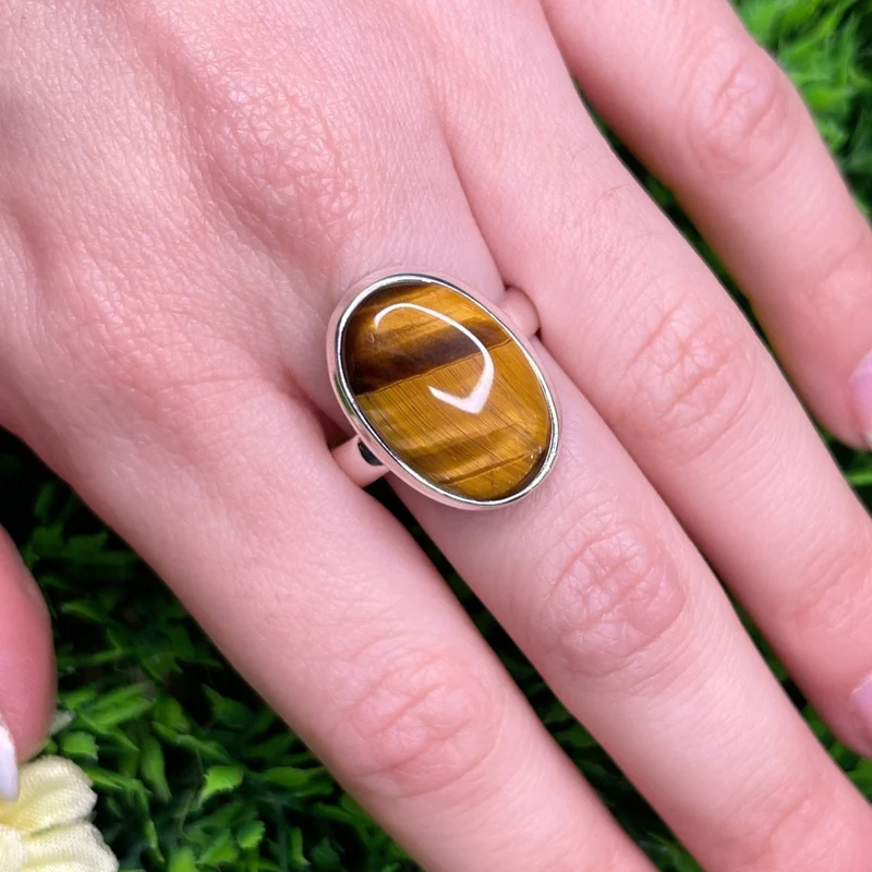 925 Silber Tigerauge Ring #30