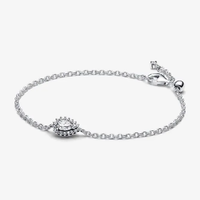 Sparkling Pear Halo Chain Bracelet, 18cm