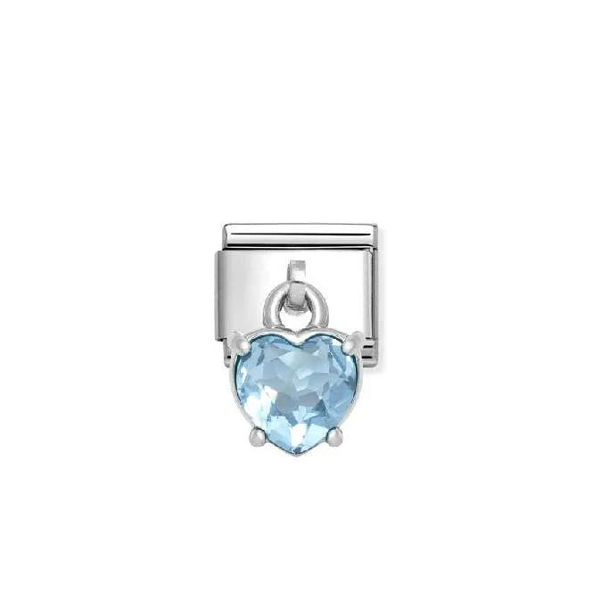 Classic Silver CZ Blue Heart Sparkly & Stones Charms