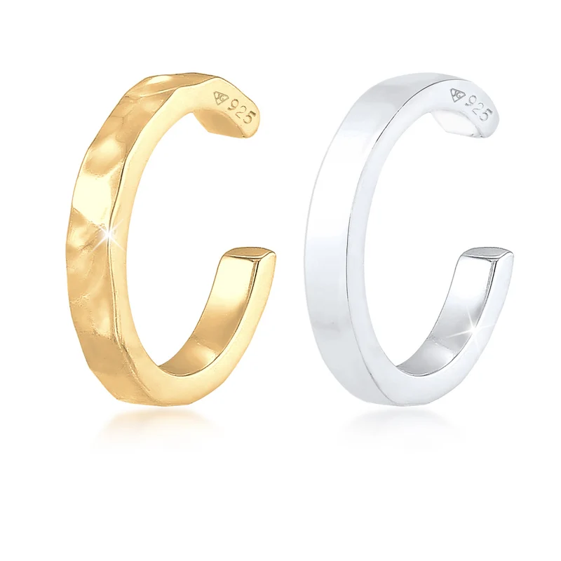 Earcuff 2er Set glänzend & gehämmert