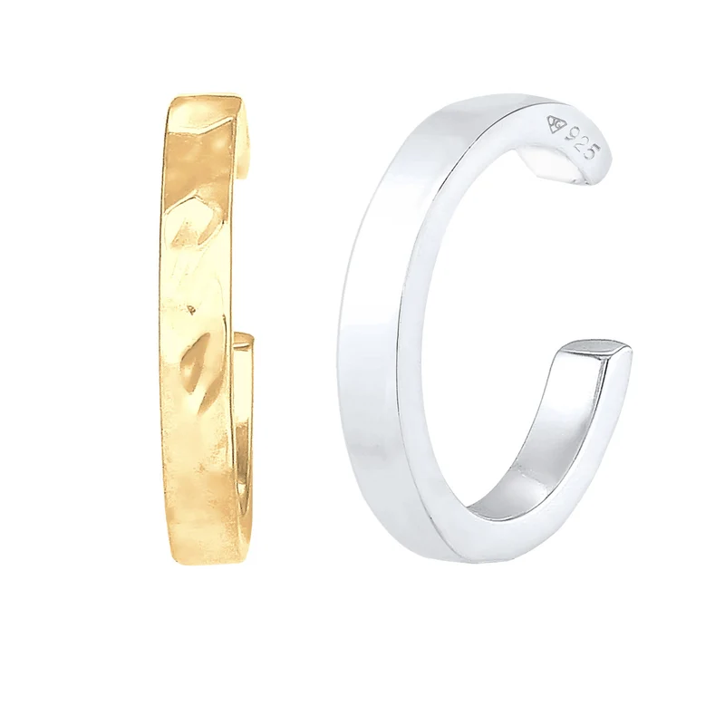 Earcuff 2er Set glänzend & gehämmert