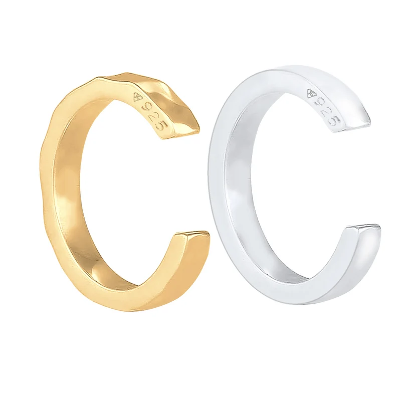 Earcuff 2er Set glänzend & gehämmert